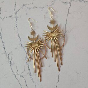 Starburst Earrings – 18k Gold Plated and Extra Long – by Earth Fragments